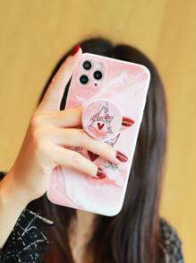 Letter Graphic Phone Case With Stand-Out Phone Grip - Multicolor - View 5