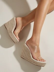 Sandalias con cuña con tira transparente de alpargata - transparente - Ver 2