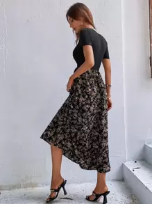 EMERY ROSE 花卉印花圆领连衣裙 女式长款服装 - 彩色 - 查看 2