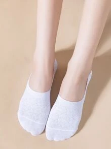 6pairs Solid Invisible Socks - Black and White - View 2