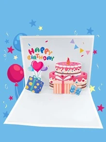 1入組3D彈出式生日賀卡 - 彩色 - 查看 3