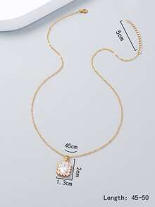 Cubic Zirconia Decor Necklace - Yellow Gold - View 6