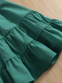 SHEIN Baby Girl Half Button Ruffle Hem Dress - Cadet Blue - View 4