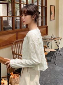 DAZY Knot Front Lace Blouse Without Tank Top - Beige - View 6