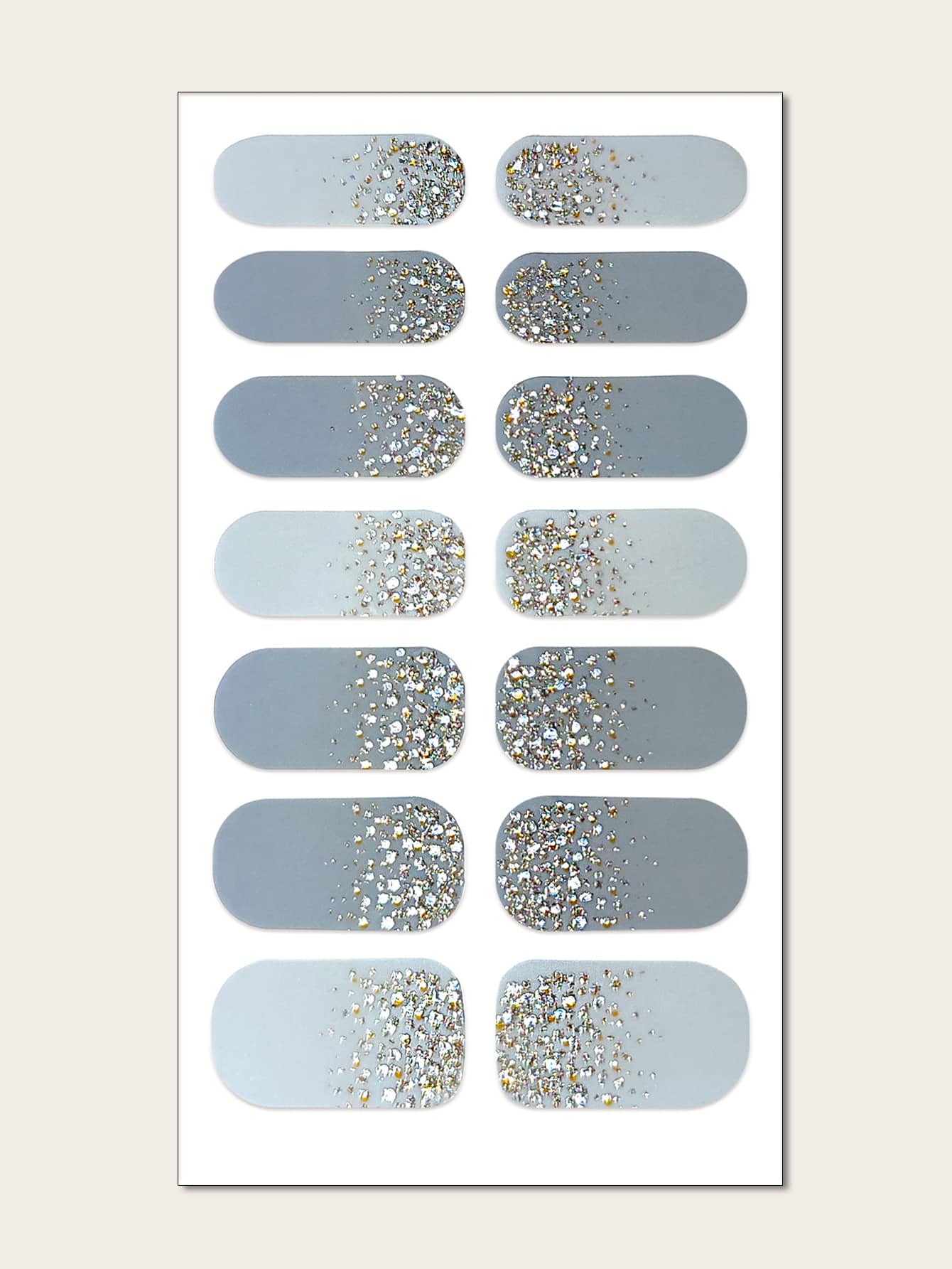 1sheet Glitter Nail Sticker - Grey - View 1