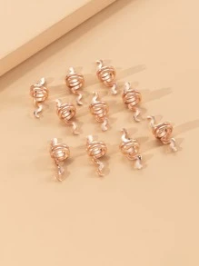 ROMWE 10 piezas Goma de pelo en espiral con diseño de serpiente - Oro rosa - Ver 6