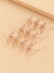 ROMWE 10 piezas Goma de pelo en espiral con diseño de serpiente - Oro rosa - Ver 4