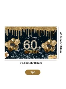 1入組60周歲生日派對裝飾背景布 - 彩色 - 查看 3
