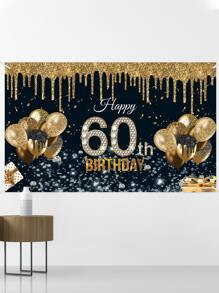 1入組60周歲生日派對裝飾背景布 - 彩色 - 查看 4