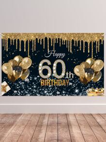 1入組60周歲生日派對裝飾背景布 - 彩色 - 查看 5