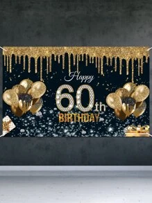 1入組60周歲生日派對裝飾背景布 - 彩色 - 查看 6