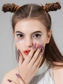 1 miếng dán hình xăm mắt giả ngọc trai và rhinestone - Nhiều màu - Xem 2