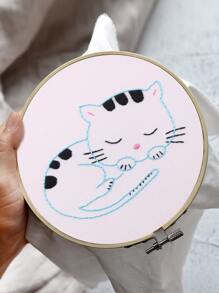 Bordado a mano con patrón de gato - Multicolor - Ver 2