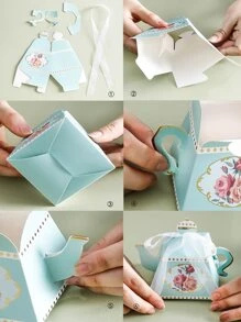 6 Chiếc Ấm Trà Hình Kẹo Hộp Đóng Gói, Hộp Sô Cô La Nhỏ Sáng Tạo Cho Đám Cưới Tiệc Cưới Túi Quà Tặng - Nhiều màu - Xem 7