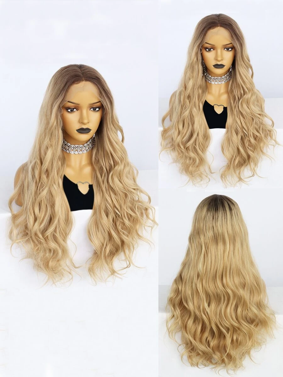 13*1 Lace Front Long Body Wave Synthetic Wig - Multicolor - View 1