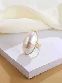 Anillo con diseño de perla artificial - Amarillo Oro - Ver 3