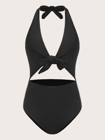 Costume intero monocolore nodo frontale scavato