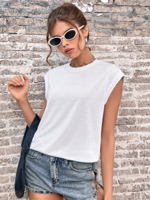 SHEIN EZwear Solid Crew Neck Tank Top