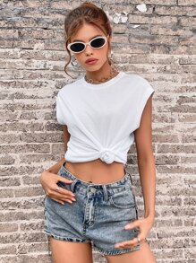 SHEIN EZwear Solid Crew Neck Tank Top