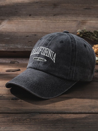 1pc Unisex Y2k Style Embroidered California West Coast Washed Baseball Cap Sun Protection Outdoor Sport Casual Daily Hat Street