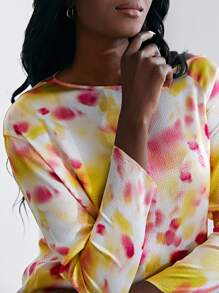MOTF X KANDINSKY INSPIRED 真絲紮染打褶上衣 - 彩色 - 查看 4
