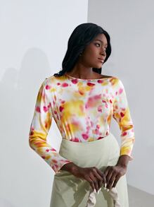 MOTF X KANDINSKY INSPIRED 真絲紮染打褶上衣 - 彩色 - 查看 10