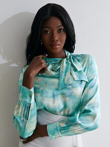 MOTF X MONET INSPIRED Top 100% sedoso de cuello con cordón - Multicolor - Ver 4
