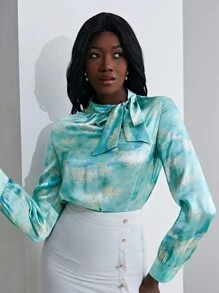 MOTF X MONET INSPIRED Top 100% sedoso de cuello con cordón - Multicolor - Ver 7