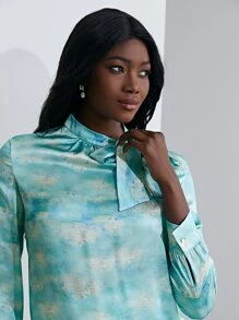 MOTF X MONET INSPIRED Top 100% sedoso de cuello con cordón - Multicolor - Ver 8