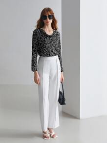 MOTF PREMIUM 100% SILK DRAPED BODYSUIT - Black and White - View 8