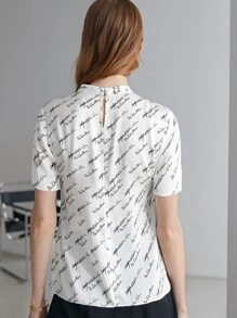 MOTF PREMIUM SILK PRINTED MOCK NECK T-SHIRT