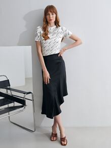 MOTF PREMIUM SILK PRINTED MOCK NECK T-SHIRT