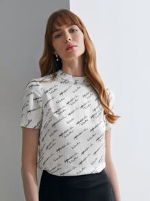 MOTF PREMIUM SILK PRINTED MOCK NECK T-SHIRT