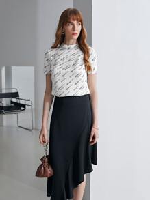 MOTF PREMIUM SILK PRINTED MOCK NECK T-SHIRT