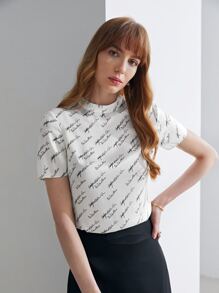 MOTF PREMIUM SILK PRINTED MOCK NECK T-SHIRT