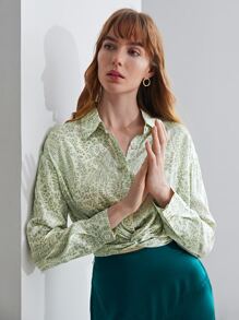MOTF PREMIUM SILK PRINTED CROPPED TOP - Mint Green - View 5