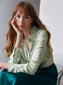 MOTF PREMIUM SILK PRINTED CROPPED TOP - Mint Green - View 14