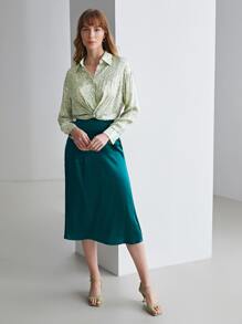 MOTF PREMIUM SILK PRINTED CROPPED TOP - Mint Green - View 11