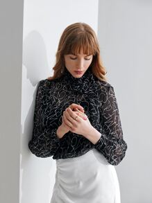 MOTF PREMIUM 100% SILK SEE THROUGH TOP WITHOUT CAMI - Black and White - View 5