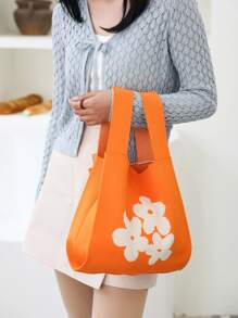 Colourblock Floral Crochet Bag - Orange - View 7