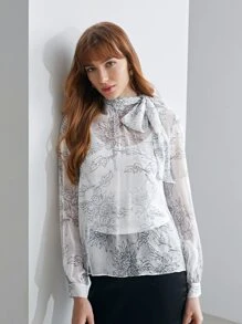 MOTF PREMIUM 100% SILK SEE THROUGH TOP WITHOUT CAMI - Black and White - View 7