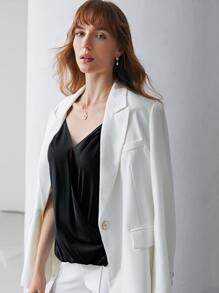 MOTF PREMIUM 真絲垂墜吊帶上衣 - 黑色 - 查看 12