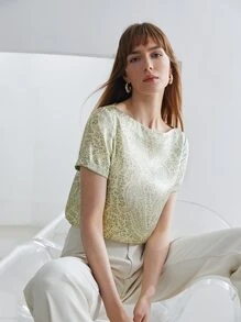 MOTF PREMIUM 100% SILK BOAT NECK TOP - Multicolor - View 10