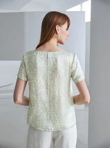 MOTF PREMIUM 100% SILK BOAT NECK TOP - Multicolor - View 2