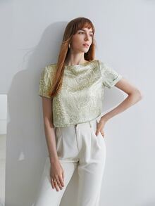 MOTF PREMIUM 100% SILK BOAT NECK TOP - Multicolor - View 7