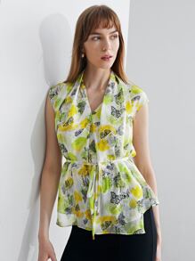 MOTF X Jo Situ Allen 100% SILK DRAPED BELTED TOP - Multicolor - View 9