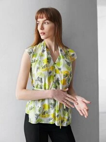 MOTF X Jo Situ Allen 100% SILK DRAPED BELTED TOP - Multicolor - View 6