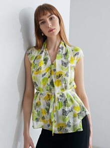 MOTF X Jo Situ Allen 100% SILK DRAPED BELTED TOP - Multicolor - View 7