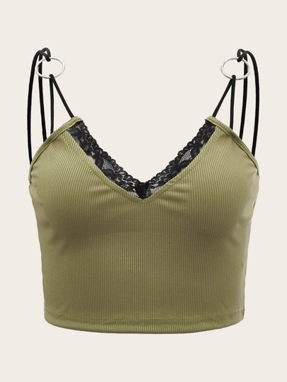 O-ring Decor Lace Trim Cami Top