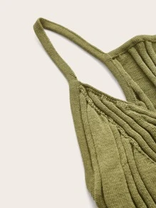 ROMWE Ribbed Cami Knit Top - Army Green - View 4